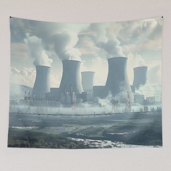 Item preview, Towering Nuclear Power Plant Dominating Surreal Technological. designed and sold by CheerForGoods.