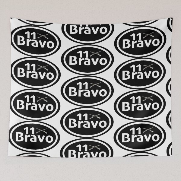 Item preview, 11 Bravo in black background: Military term design with crossed rifles designed and sold by PSST-Design.