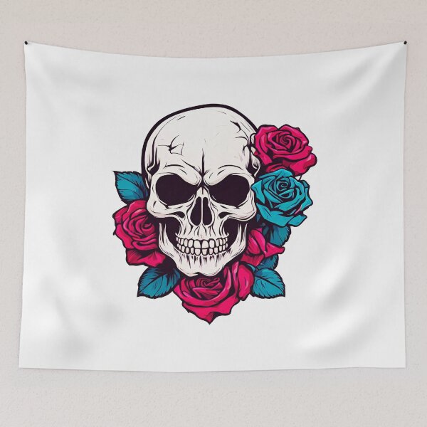 Item preview, Retro Roses on Punk Skull 2 designed and sold by Tom-Johnson.
