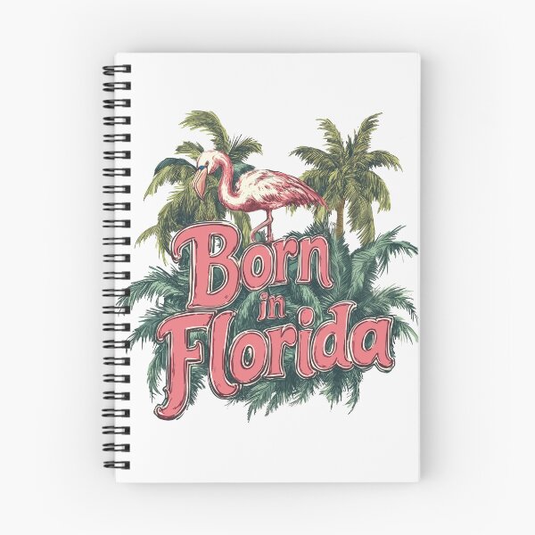 Item preview, Born in Florida Pink Flamingo and Tropical Palm Trees designed and sold by OriginalBeerCat.