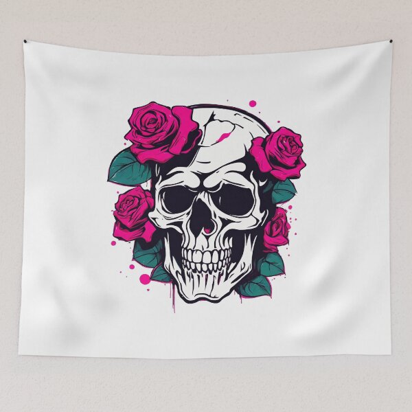 Item preview, Retro Roses on Punk Skull 3 designed and sold by Tom-Johnson.