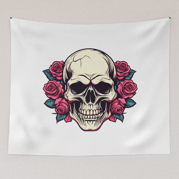 Item preview, Retro Roses on Punk Skull 4 designed and sold by Tom-Johnson.