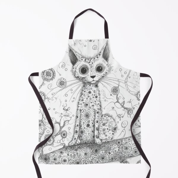 Item preview, Weird Quirky Whimsical Pencil and Ink Cat art designed and sold by retrosquid.