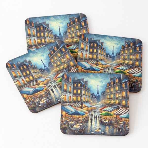 Item preview, Eifel Tower, Paris France Cafe Painting Scene French Street Markets, Restaurant Dining Room, KitchenBistro designed and sold by TheTimeTaxi.