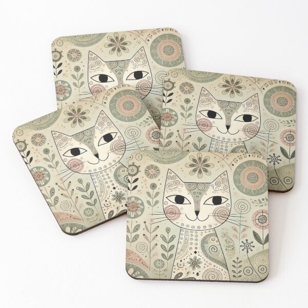 Item preview, Stylized quirky and whimsical cat illustration  designed and sold by retrosquid.