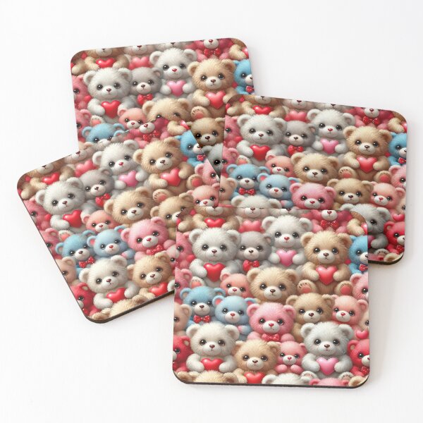 Item preview, Colorful Teddybears Red Pink Hearts designed and sold by PuuuurfectAngel.