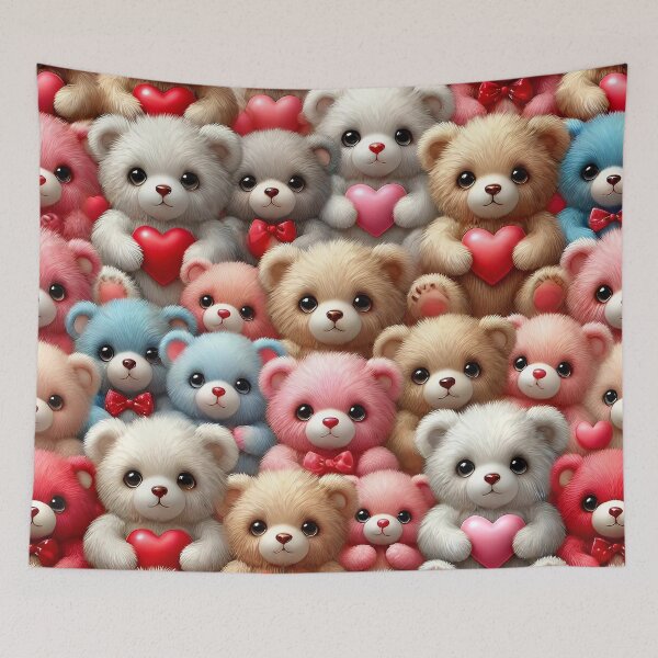 Item preview, Colorful Teddybears Red Pink Hearts designed and sold by PuuuurfectAngel.
