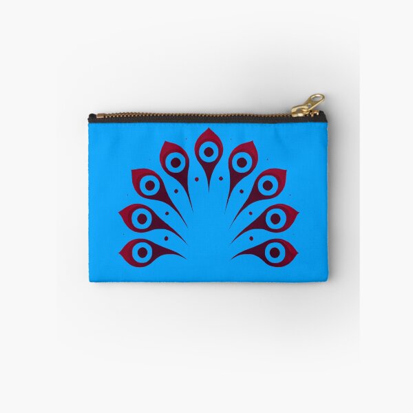 Item preview, Crimson Peacock Tail (Vibrant Sky Blue Background) designed and sold by IskandarDesigns.