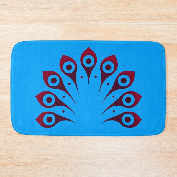 Item preview, Crimson Peacock Tail (Vibrant Sky Blue Background) designed and sold by IskandarDesigns.
