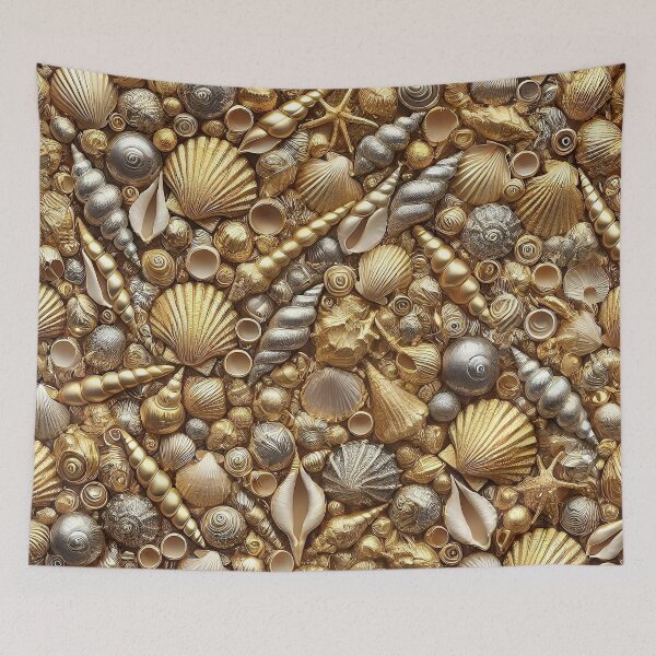 Item preview, Gold And Silver Seashells Pattern designed and sold by PuuuurfectAngel.