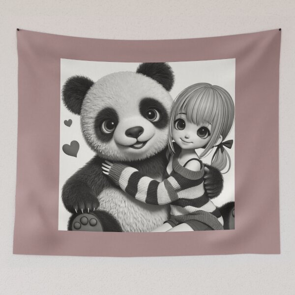 Item preview, Precious Panda Cub Cuddles with a Young Cute Girl designed and sold by choder61.