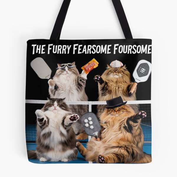 Item preview, Furry Foursome Pickleball Kitties  designed and sold by ChonkingHazard.