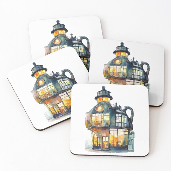 Item preview, Industrial Teapot Café - A Cozy Watercolor Haven designed and sold by FlyingDreamsArt.
