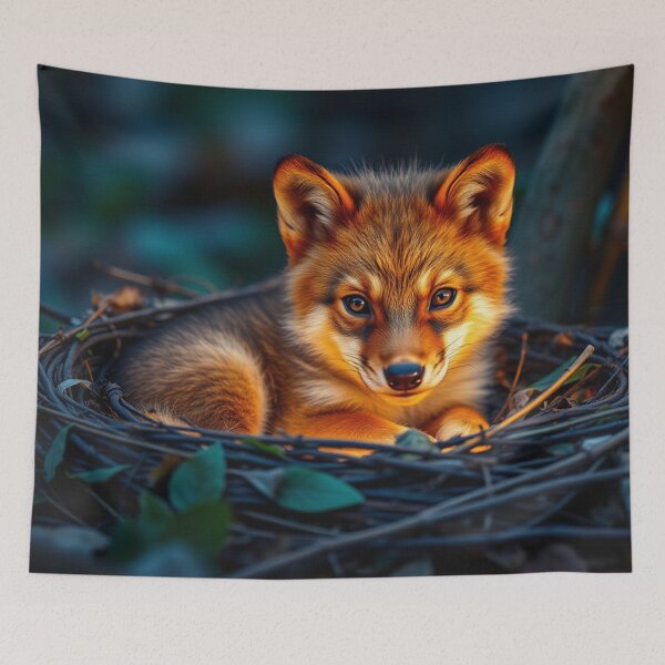 Item preview, Red Wolf Cub in a Nest designed and sold by Skye Ryan-Evans.