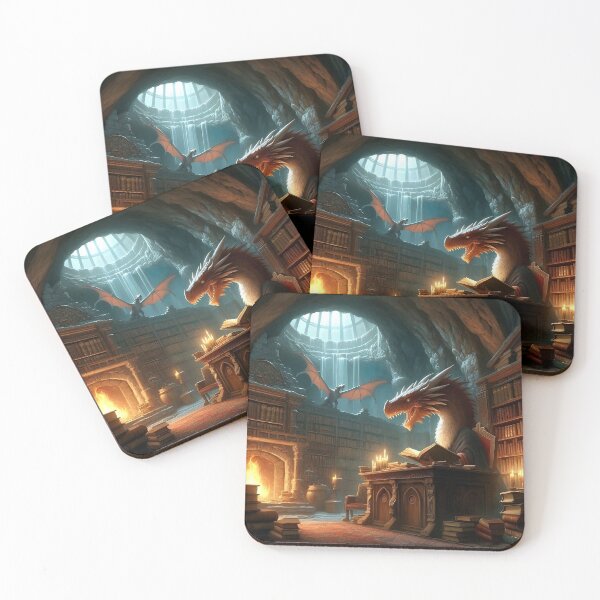 Item preview, Angry Dark Dragon in Office reads Library Books by Fire & Candlelight DND Bookish Nerd designed and sold by TheTimeTaxi.