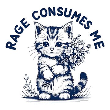 Artwork thumbnail, Rage Consumes Me Funny Cat Floral by Alex Songs