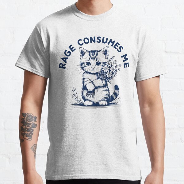 Vista previa del artículo con la obra «La rabia me consume Gato gracioso con flores», diseñado y vendido por Alex Songs.