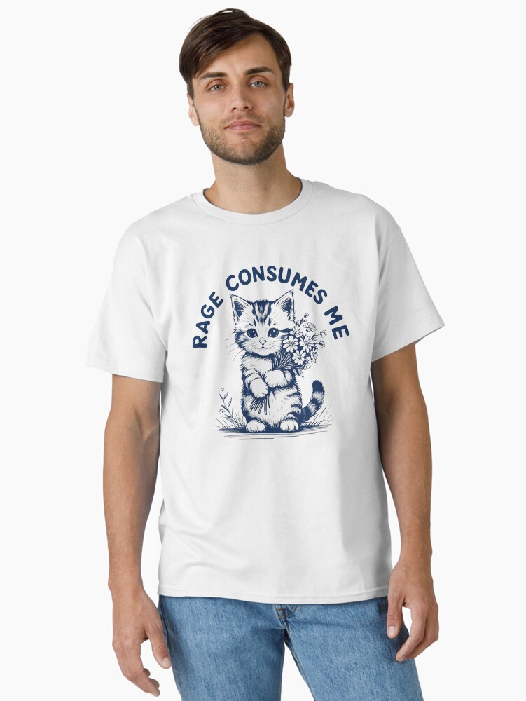 Thumbnail 2 of 7, Classic T-Shirt, Rage Consumes Me Funny Cat Floral designed and sold by AlexsShopx.