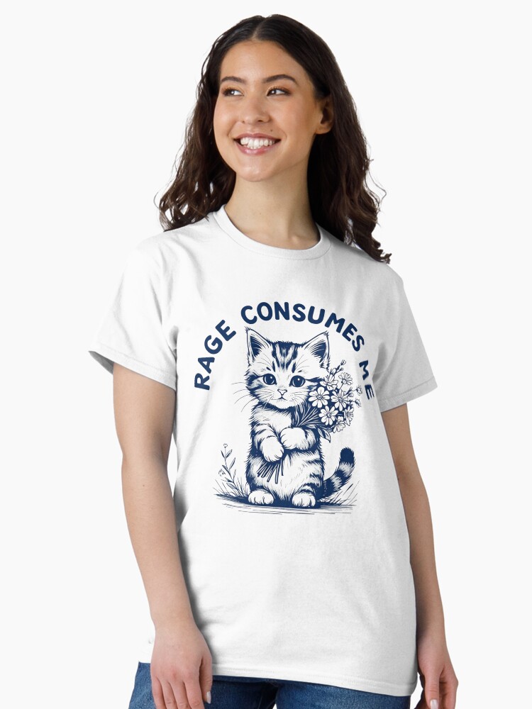 Thumbnail 1 of 7, Classic T-Shirt, Rage Consumes Me Funny Cat Floral designed and sold by AlexsShopx.