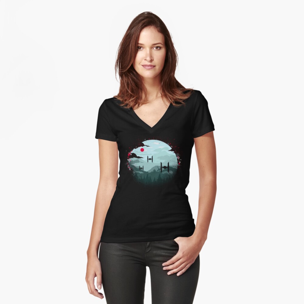 Vista previa del artículo con la obra «Camiseta entallada de cuello en V», diseñado y vendido por howardlyonart.