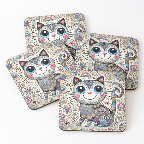 Item preview, Psychedelic Quirky Rainbow Cat  designed and sold by retrosquid.