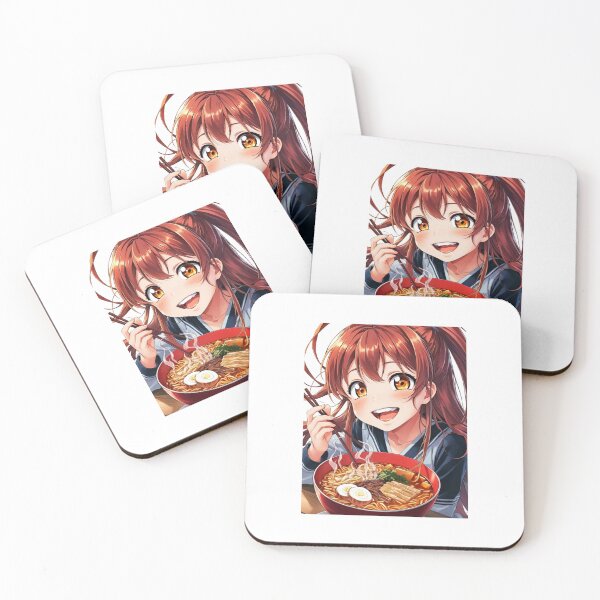 Item preview, Anime girl eating ramen designed and sold by ShopTwentyFour.