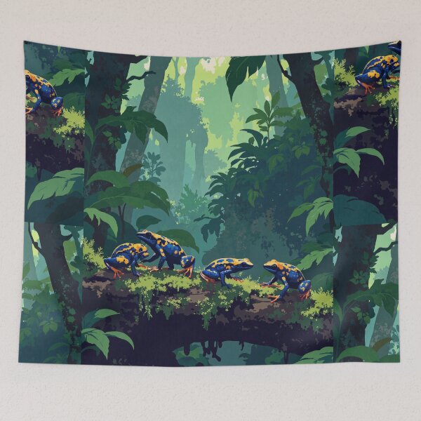 Item preview, Vibrant hopscotch luminous poison dart frogs in an designed and sold by MadeByHaresShop.