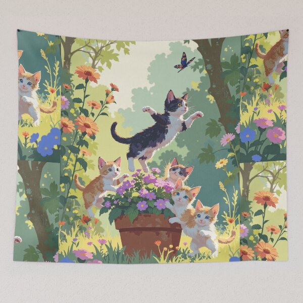 Item preview, Playful paws amidst blooming bliss designed and sold by MadeByHaresShop.