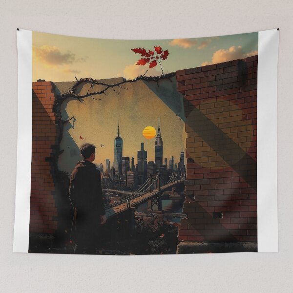Item preview, Golden Hour City Tapestry designed and sold by PanoramaPrints.