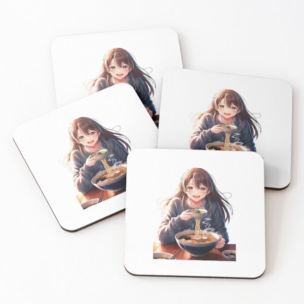 Item preview, Anime girl eating ramen designed and sold by ShopTwentyFour.