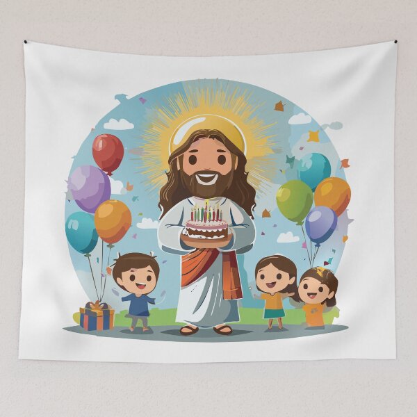 Item preview, Jesus Christ with children Illustration | Happy Birthday Jesus designed and sold by CrossCrafted.