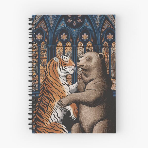 Item preview, Bear and Tiger Medieval Goth Painting Vintage Zentangle Art designed and sold by Witty Shirts.