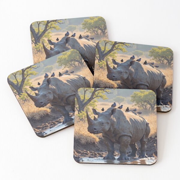 Item preview, Majestic rhino basking under soft afternoon sun designed and sold by ShroomForge.