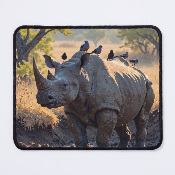 Item preview, Majestic rhino basking under soft afternoon sun designed and sold by ShroomForge.