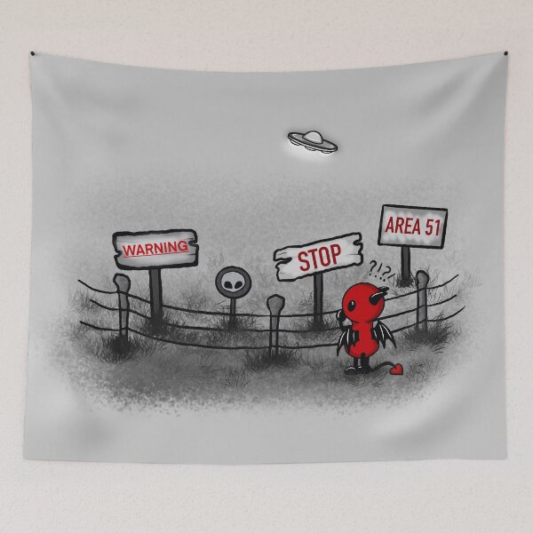 Item preview, cute devil visit area 51 designed and sold by Pezi-Creation.