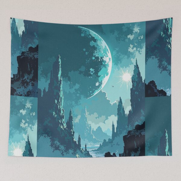 Item preview, Shimmering sunset on crystalline planet designed and sold by ShroomForge.