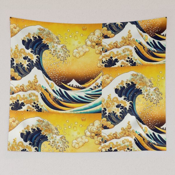 Item preview, The Great Wave off Kanagawa infused with gold. Mashup of Klimt and Hokusai designed and sold by CristalleLisa.