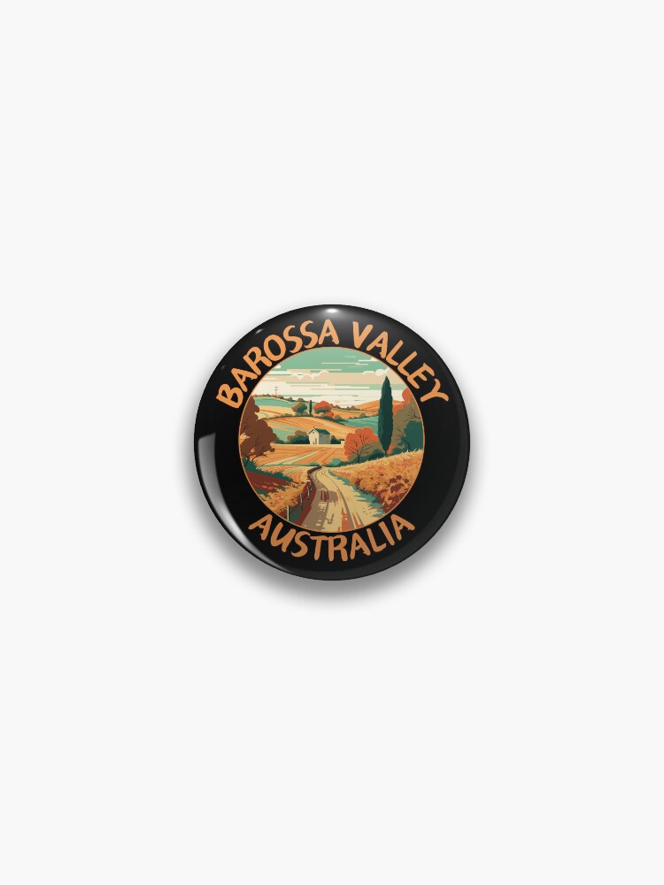 Thumbnail 1 of 3, Pin, Barossa Valley in South Australia Retro Art Travel Emblem designed and sold by MaateoDesign.