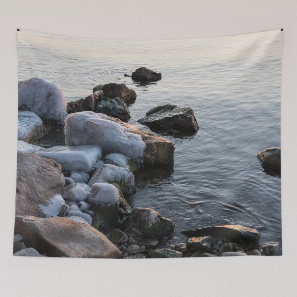 Item preview, Softly Lit Icy Rocks on the Shore of Lake Ontario designed and sold by Georgia Mizuleva.
