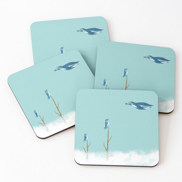 Item preview, A flying penguin and swallows over the cloud designed and sold by greenPQBstudio.