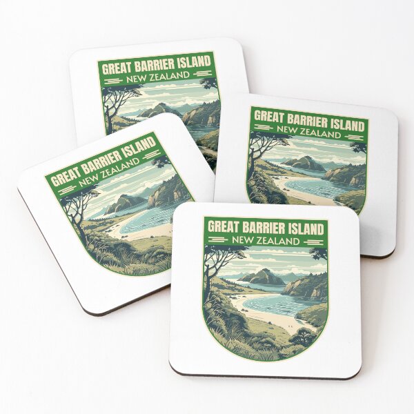 Item preview, Great Barrier Island in New Zealand Retro Travel Art Landscape designed and sold by MaateoDesign.