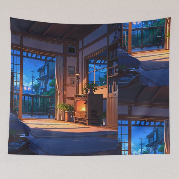 Item preview, Traditional Views Japanese Winter Room Sky Mountains Art designed and sold by ART ATTACK ZONE.