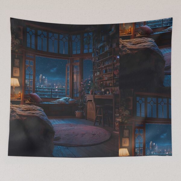 Item preview, Cityscape Views Japanese Winter Room Sky Mountains Art designed and sold by ART ATTACK ZONE.