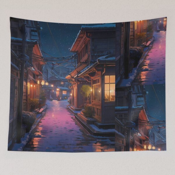 Item preview, Pink Views Japanese Winter Room Sky Mountains Art designed and sold by ART ATTACK ZONE.