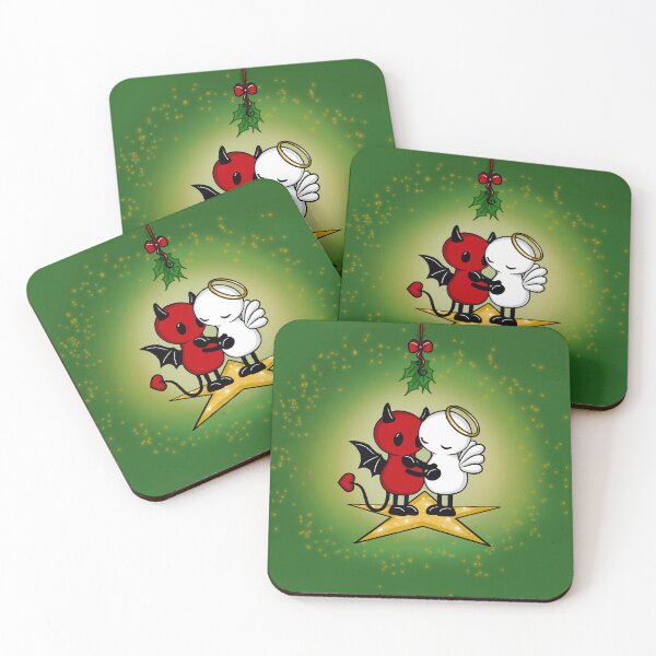 Item preview, cute angel and devil under the mistletoe designed and sold by Pezi-Creation.