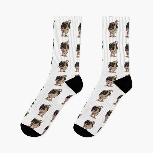 Item preview, Barking PUG! Cream, Tan, Black with pink heart and the word ‘LOVE’ white background designed and sold by MonicaArtist.