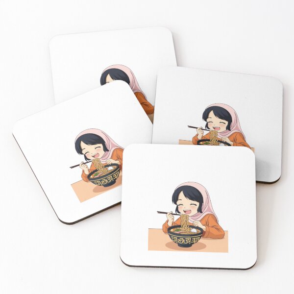 Item preview,  Anime girl eating ramen designed and sold by ShopTwentyFour.
