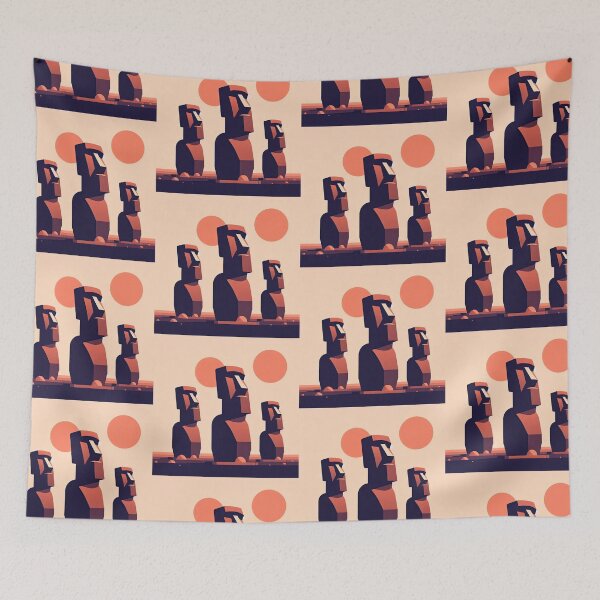 Item preview, Moai Statues of Easter Island Minimalism Art Style designed and sold by artofuniverse.
