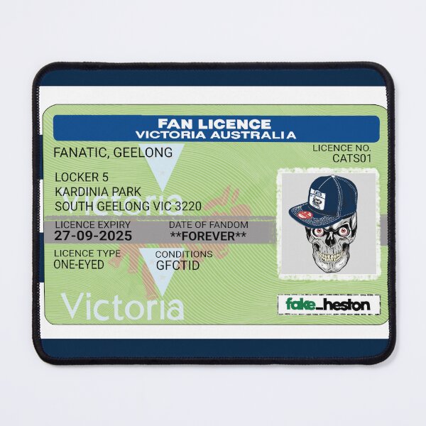 Item preview, Geelong Cats Fan Licence designed and sold by Fake Heston’s Scribble Emporium.