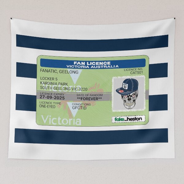 Item preview, Geelong Cats Fan Licence designed and sold by Fake Heston’s Scribble Emporium.